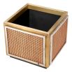 Natural rattan planter with white borders and brass outline