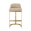 Opulent stool in lyssa sand upholstery with brass frame