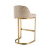 Opulent stool in lyssa sand upholstery with brass frame