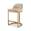 Opulent stool in lyssa sand upholstery with brass frame
