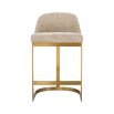 Opulent stool in lyssa sand upholstery with brass frame