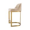 Opulent stool in lyssa sand upholstery with brass frame