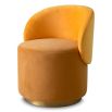 Curved dining chair in gorgeous upholstered yellow fabric