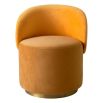 Curved dining chair in gorgeous upholstered yellow fabric