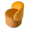 Curved dining chair in gorgeous upholstered yellow fabric