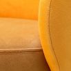 Curved dining chair in gorgeous upholstered yellow fabric
