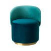 Modern silhouette green velvet dining chair with brass swivel base