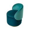 Modern silhouette green velvet dining chair with brass swivel base