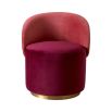 Modern silhouette red velvet dining chair with brass swivel base