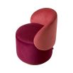 Modern silhouette red velvet dining chair with brass swivel base