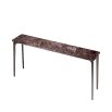 Luxurious console table with brown marble top and bronze finish legs