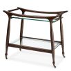 Elegant trolley with its timeless brown finish and clear glass top