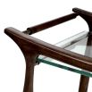 Elegant trolley with its timeless brown finish and clear glass top