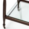 Elegant trolley with its timeless brown finish and clear glass top