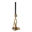 Artisanal sculpturally geometric vintage brass candle holder