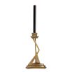 Artisanal sculpturally geometric vintage brass candle holder