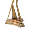 Artisanal sculpturally geometric vintage brass candle holder