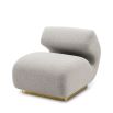 Unique lounge chair with a contemporary silhouette and grey upholstery 