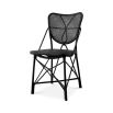 Intricate design rattan dining chair in black finish