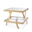 Brass geometric side table with glass tops