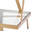 Brass geometric side table with glass tops