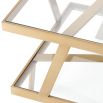 Brass geometric side table with glass tops