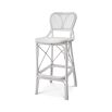 Intricate design rattan bar stool in white finish