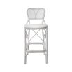 Intricate design rattan bar stool in white finish