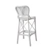 Intricate design rattan bar stool in white finish