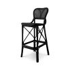 Intricate design rattan bar stool in black finish