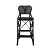 Intricate design rattan bar stool in black finish