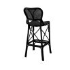 Intricate design rattan bar stool in black finish