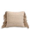 Hand-woven, natural jute pillow with fringes