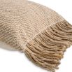 Hand-woven, natural jute pillow with fringes