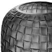 Glass vase with grey finish and hand cut details forming a woven pattern