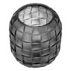 Small glass vase with grey finish and hand cut details forming woven pattern