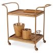Chic trolley with vintage brass accents and natural rattan tiers