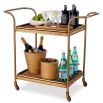 Chic trolley with vintage brass accents and natural rattan tiers