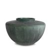 Green handblown glass vase