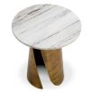 Marble top side table with brass base showcasing slit