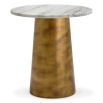 Marble top side table with brass base showcasing slit