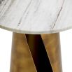 Marble top side table with brass base showcasing slit