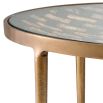 Metal weave detail round coffee table in antique brass finish
