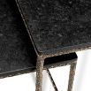 Set of two square-shaped black granite side tables with brass-finished base