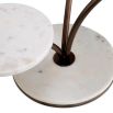 Three level cake stand with white marble bases and bronze finishes