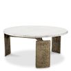 Marble top coffee table with sculptural brass legs