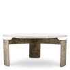 Marble top coffee table with sculptural brass legs