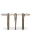 Sophisticated console table with vintage brass-finished framework and marble top