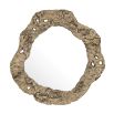 Organic shaped set of 2 wall mirrors finished in antique brass