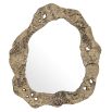 Organic shaped set of 2 wall mirrors finished in antique brass